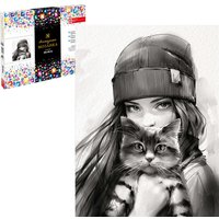 Алмазная мозаика  Феникс+ Девушка с котом. Осень 70850