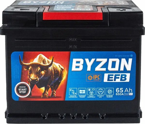 Автомобильный аккумулятор BYZON EFB R+ (65 А·ч)