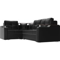 Угловой диван Лига диванов Комфорт 102749 (левый, экокожа, черный)