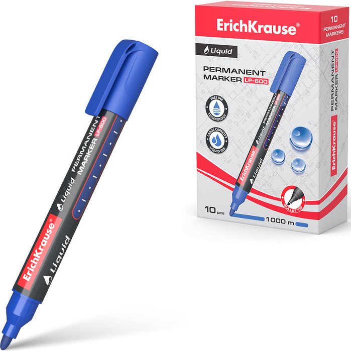 

Маркер перманентный Erich Krause Liquid LP-600 48770 (синий)