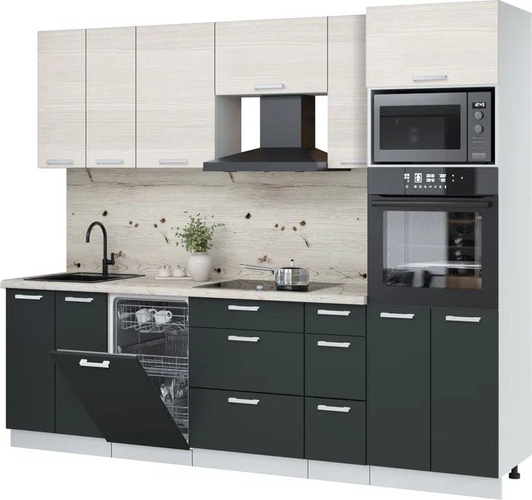 

Готовая кухня Интерлиния Мила Лайт 2.55-ПМ3 (вудлайн кремовый/антрацит/бискайская сосна)