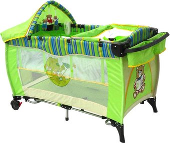 Манеж-кровать Baby Prestige Delux 2 уровня (зеленый)