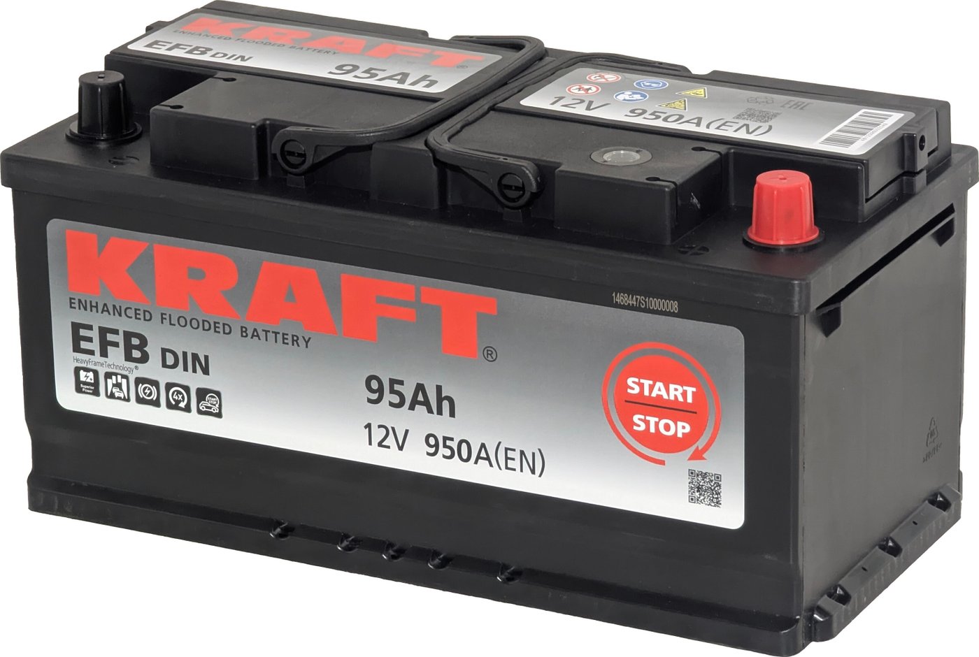 

Автомобильный аккумулятор KRAFT EFB R+ (95 А·ч)