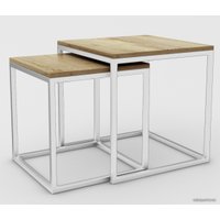 Журнальный столик Hype Mebel Дуэт 40x50-100 (белый/дуб галифакс натуральный) в Гродно