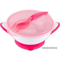  BabyOno Миска с присоской и ложкой 6м+ 1063 (розовый)