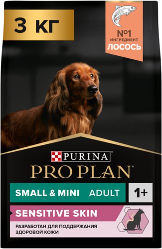 Сухой корм для собак Pro Plan Adult Small & Mini Optiderma Sensitive Skin с лососем 3 кг