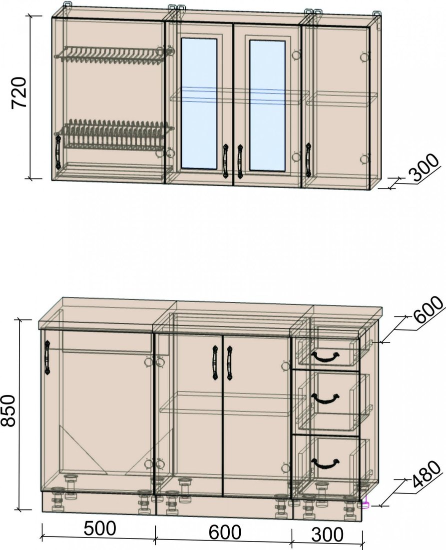 

Готовая кухня Интерлиния Мила Крафт 1.4Б (дуб английский)