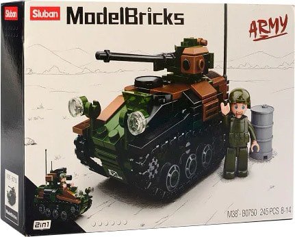 

Конструктор Sluban Модельки M38-B0750 Танк с фигуркой