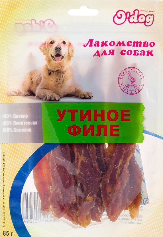 

Лакомство для собак O'dog Утиное филе 85 г