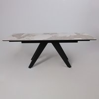 Кухонный стол Lepremo AV 2122 МДФ+керамика раздвижной 1400-2000x850 (белый глянцевый Pandora/черный)