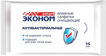 Влажные салфетки Эконом Smart Антибактериальные 30026 (15 шт)