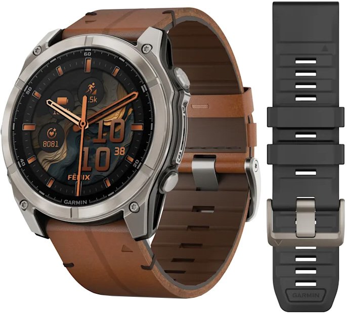 

Умные часы Garmin Fenix 8 Sapphire 51мм (титановый, каштановый кожаный ремешок)