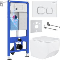 Унитаз подвесной Roxen Boro в комплекте с инсталляцией StounFix Dual Fresh 6 в 1 540025 (кнопка: белый глянец)
