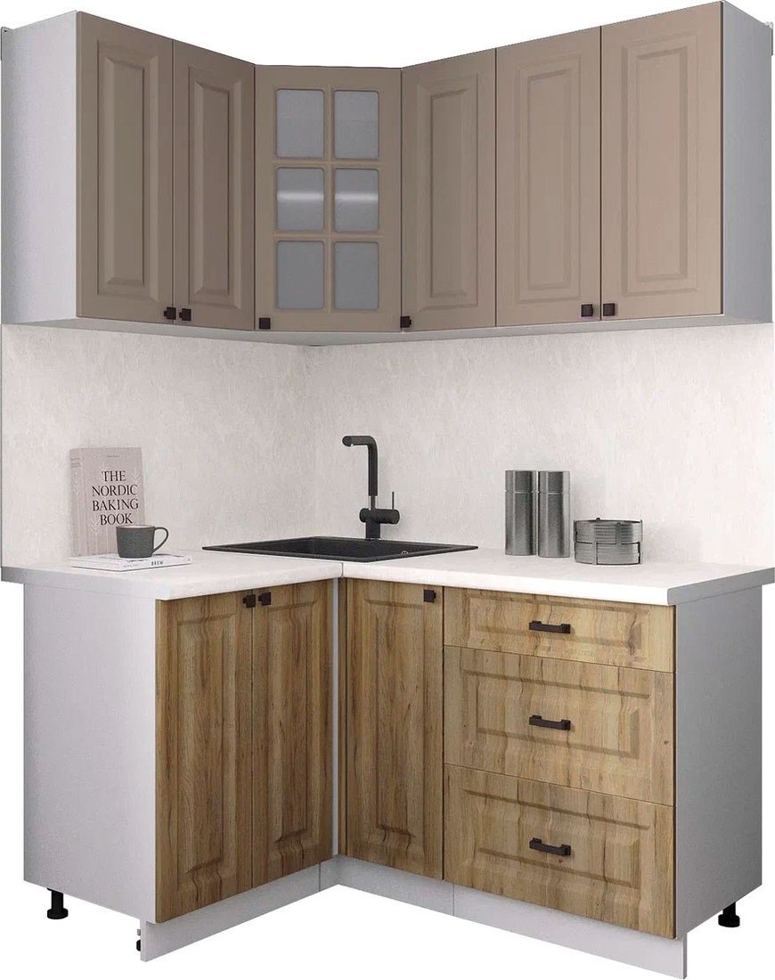 

Готовая кухня Интерлиния Мила Деко 1.2x1.5 (дуб вотан/луна/опал светлый)