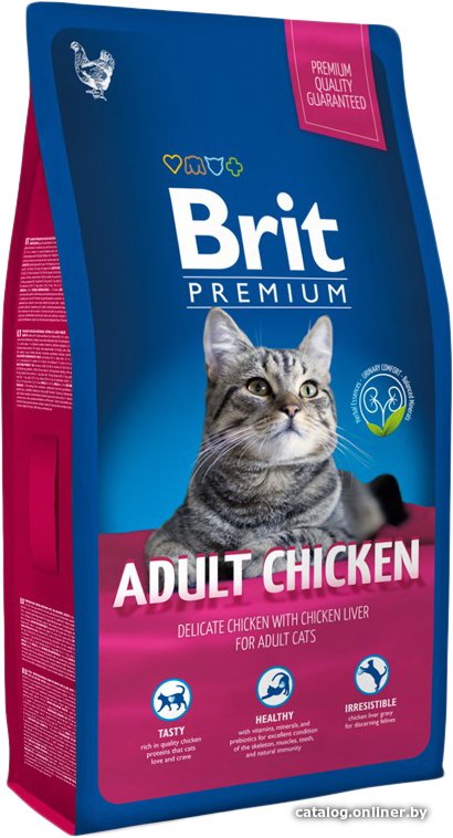 Сухой корм для кошек Brit Premium Cat Adult Chicken с курицей 8 кг