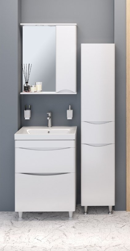 

Runo Тумба с умывальником Афина 60 + Moduo 60 (напольная, белый)