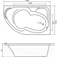 Ванна Lauter Geneva 170x105 2103170R (с ножками и лицевым экраном)