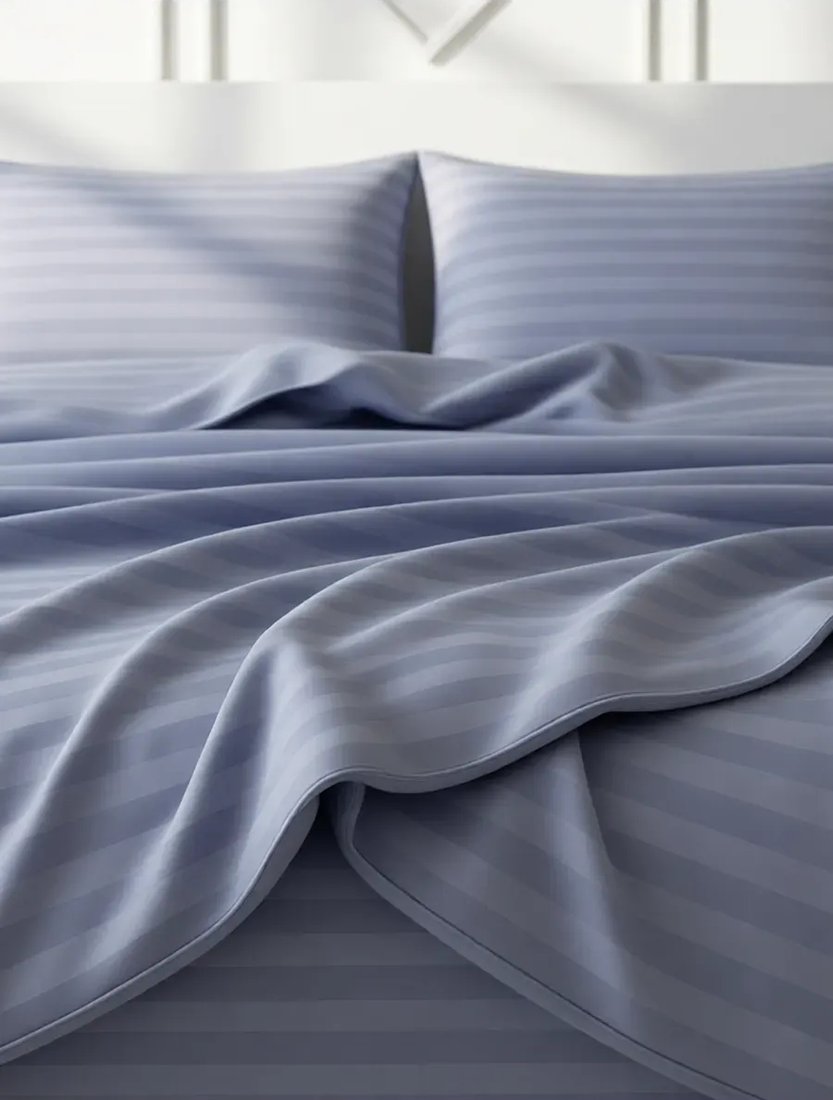 

2-спальный комплект постельного белья Блакiт Страйп-сатин 2сп 50х70 4249/1 16-3919 (лавандово-синий)