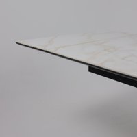 Кухонный стол Lepremo AV 2119 МДФ+керамика раздвижной 1200-1800x800 (белый глянцевый Carla Larkin/черный)