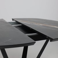 Кухонный стол Listvig Merlin 110-150х75 (МДФ+HPL-пластик черный Sahara Noir/черный)