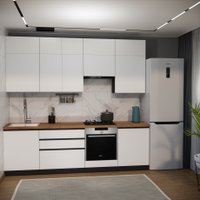 Готовая кухня ВерсоМебель Эко Премиум 2.6 (белый фасадный/ст. дуб вотан)