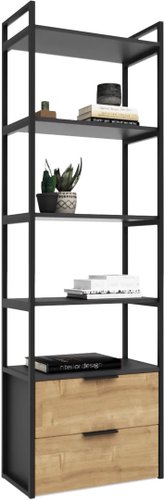 Стеллаж Crafto Квентин Мини Лофт 08 600x320x1900 (графит/дуб)