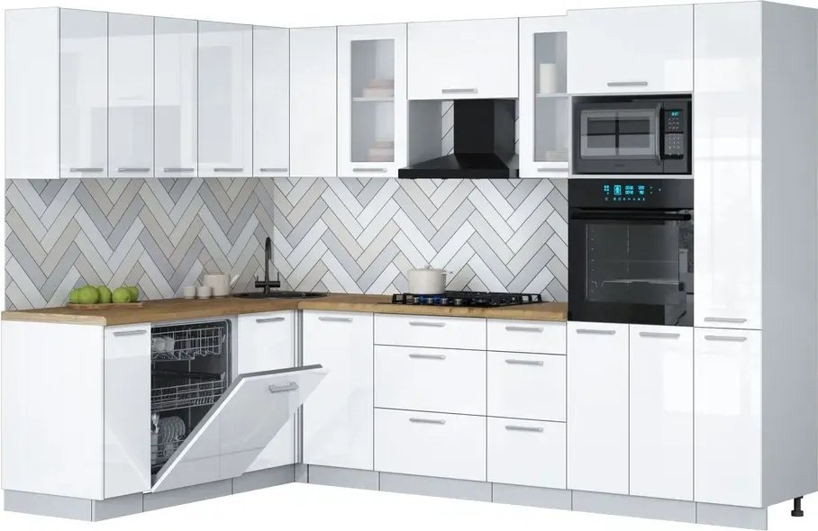 

Готовая кухня Интерлиния Мила Gloss 1.896х2.88 (белый глянец/белый глянец/дуб бунратти)