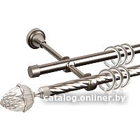 Карниз для штор АС ФОРОС Grace D16K/16Г + наконечники Шишка (2м, сатин)