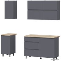 Готовая кухня Mio Tesoro Денвер 1.6м (графит серый/тростник) в Солигорске