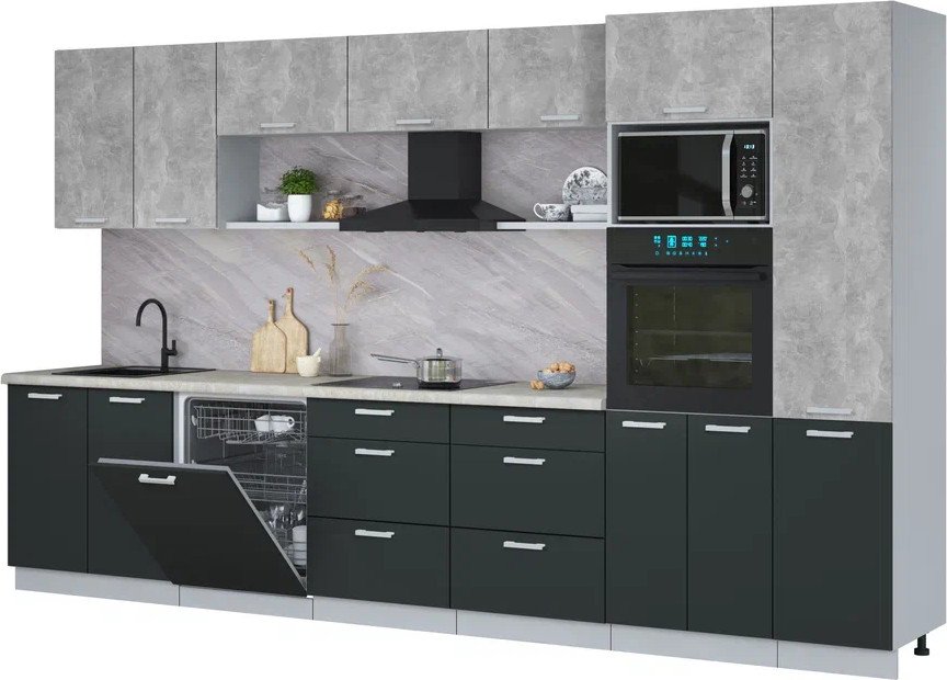 

Готовая кухня Интерлиния Мила Лайт 3.6-ПМ1 (бетон/антрацит/опал светлый)