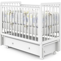 Классическая детская кроватка Indigo Vista продольный маятник, ящик (белая аляска)