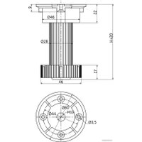 Опора мебельная AKS кухонная пласт. h100 трехсоставная, черный (1уп=250шт) в Витебске