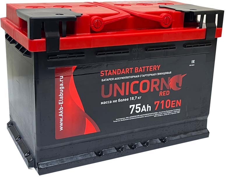 

Автомобильный аккумулятор Unicorn Red 6СТ-75 о.п. (75 А·ч)