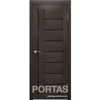 Межкомнатная дверь Portas S29 80x200 (орех шоколад, стекло lacobel черный лак)