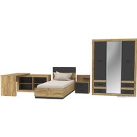 Комплект мебели для спальни Интерлиния Loft-3 Спальня-3 (дуб золотой/антрацит)