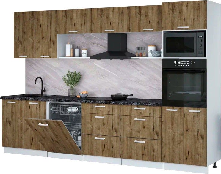 

Готовая кухня Интерлиния Мила Лайт 3.2-ПМ1 (дуб веллингтон/дуб веллингтон/кастилло темный)