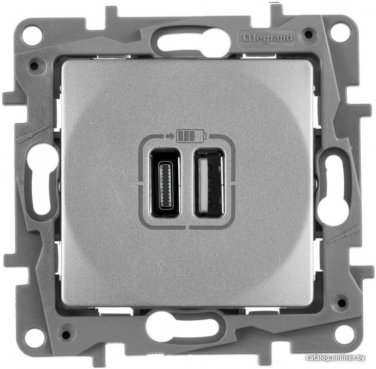 Розетка USB Legrand Etika 672436 (алюминий)