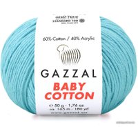 Пряжа для вязания Gazzal Baby cotton 3440 50 г 165 м (голубой)