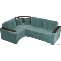 Угловой диван Лига диванов Комфорт 102614 (левый, велюр, бирюзовый)