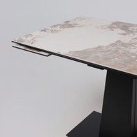 Кухонный стол Lepremo AV 2119 МДФ+керамика раздвижной 1200-1800x800 (белый глянцевый Pandora/черный)