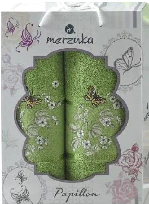 

Набор полотенец Merzuka Papillon 10169 (2 шт, в коробке, зеленый)