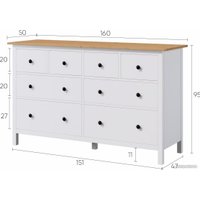 Комод Лузалес Кымор 8 ящиков (белый/светло-коричневый)
