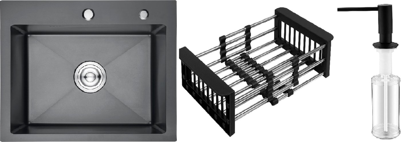 

Кухонная мойка Schtoff Best Black 6050 + коландер KR-1 BLACK + дозатор SD-1 BLACK