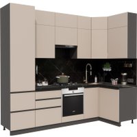 Готовая кухня ВерсоМебель Эко Премиум 1.2x2.7 правая (глиняный серый/ст. тунис) в Солигорске