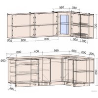 Готовая кухня Интерлиния Мила Матте 1.5x2.2 А правая (индиго/индиго глянец/кастилло темный)