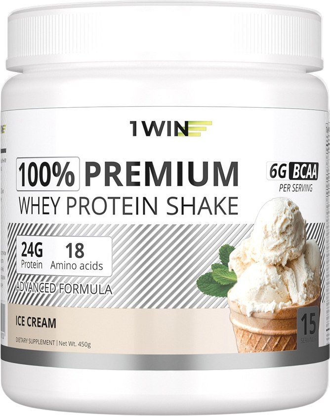 

Протеин сывороточный (концентрат) 1WIN Premium Whey (пломбир, 450г)