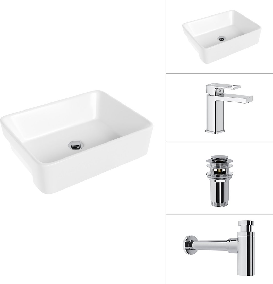 Умывальник Lauter 21675 + Cascade 21СК655C + сифон 21635CH + донный клапан 21190CH (хром)