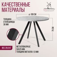 Обеденная группа Millwood Олесунн D100x100x75 (бетон/металл черный)