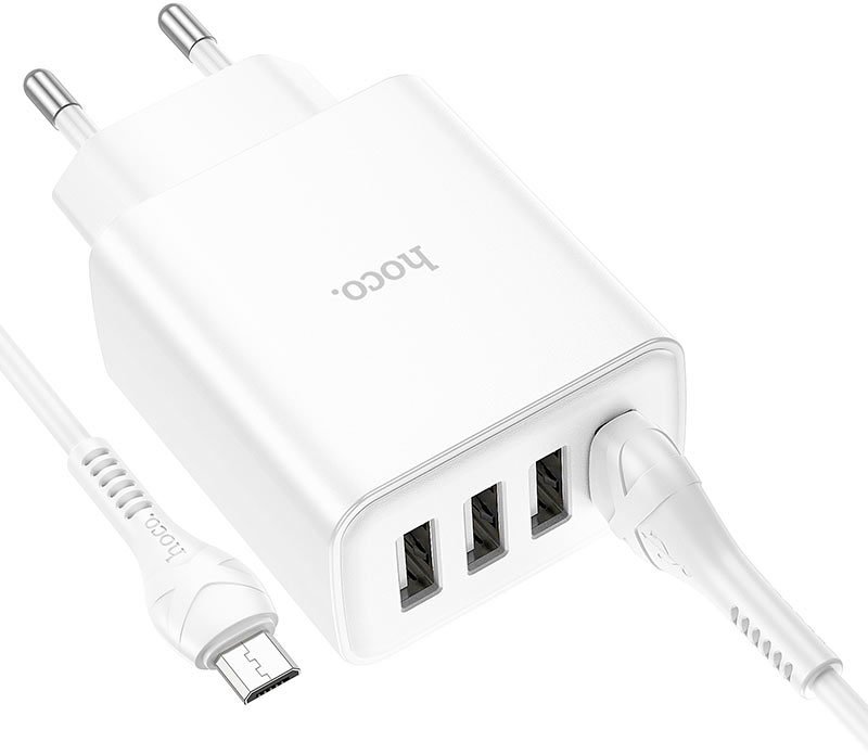 

Сетевое зарядное Hoco C102A microUSB (белый)