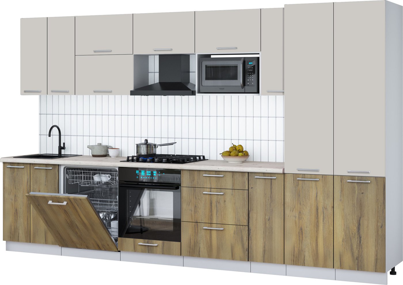 

Готовая кухня Интерлиния Мила Gloss 3.5-ПМ2 (дуб вотан/кашемир/бискайская сосна)